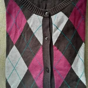 Argyle  Cardigan Sweater Super  Cute!